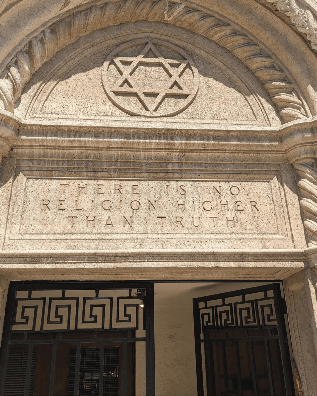 Door Stone carvings There is no Religion Higher then truth